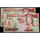 Gibraltar 50 Pounds (2) dated 1st December 2006, Winston Churchill portrait on reverse, a