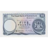 Scotland, Royal Bank 5 Pounds dated 17th December 1986, signed R.M. Maiden, LAST DATE of issue,