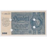 Germany 100 Reichsmark dated 1935, 1945 Emergency re-issue against the contingency of invasion by