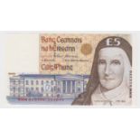 Ireland Republic Central Bank 5 Pounds dated 15th October 1999, scarce REPLACEMENT note, serial