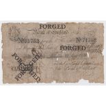 Hase 1 Pound, a contemporary forgery dated 22nd September 1819, serial 71752, stamped 'FORGED' 4