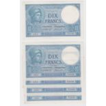 France 10 Francs (5) dated 5th February 1918, a consecutively numbered run, rarer early date first