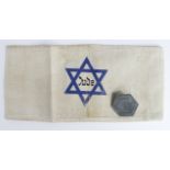 German Jewish ghetto arm band with Jewish lapel badge.