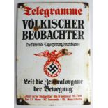 German Volkischer small enamel plaque.