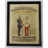 Framed print of The Kaiser shaking Ludendorff's hand, with German titles. Attractive colour print,