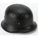 German WW2 Fire / Police helmet with liner and chin strap. No decals.