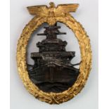 German Kriegsmarine High Seas Fleet war badge, maker marked