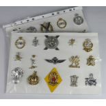 Cap Badges - two cards of British Anodised cap badges. (29)