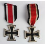 German Nazi Iron Cross 2nd Class maker marked '65'. And another with no makers mark. (2)