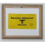 German Deutscher Volkssturm pennant in modern glazed frame.