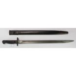 SMLE P'07 Bayonet by Wilkinson Nov 1917, in its steel mounted leather scabbard. GC