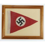 German WW2 framed NSDAP triangular pennant.