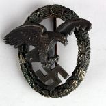 German Nazi Luftwaffe Observers Badge. A lot of the original gilt remaining. Maker marked JMME