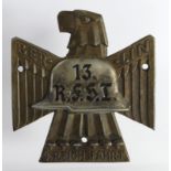 German WW2 4. Reichsrahrt Stag Helm metal plate.