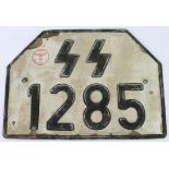 German Nazi SS vehicle number plate.