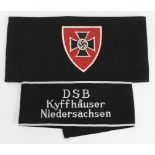 German WW2 DSB kyffhauser Niedersachsen arm band and one other German veterans arm band.