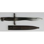 Spanish Bolo bayonet with scabbard. Matching numbers '6960 P'. (1941)