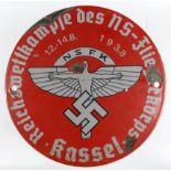 German Nazi NSFK round enamelled metal wall plaque