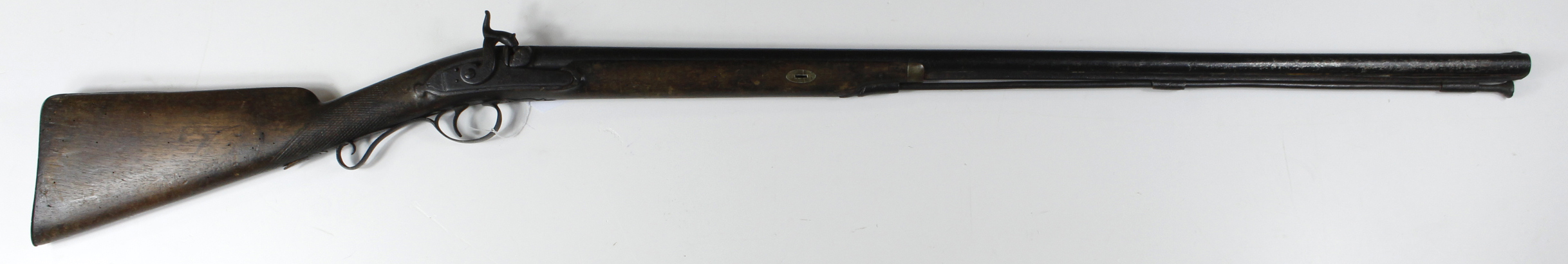 Percussion Rifle with ramrod, lockplate engraved but not readable