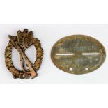 German Infantry Assault badge, in bronze and identity tag
