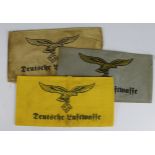 German Luftwaffe Civilian helpers armbands, the same style but different types, possibly