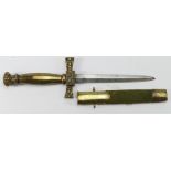 Decorative dagger, shows age, unknown maker, heavy brass handle