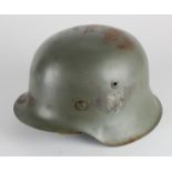 German WW2 1943 pattern single decal army helmet with liner no chin strap.