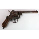 19th century Belgium made large frame pin fire holster pistol.