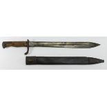 Mauser WW1 Gew98 Butcher bayonet, first pattern with leather scabbard, Simson & Co Suhl maker marked