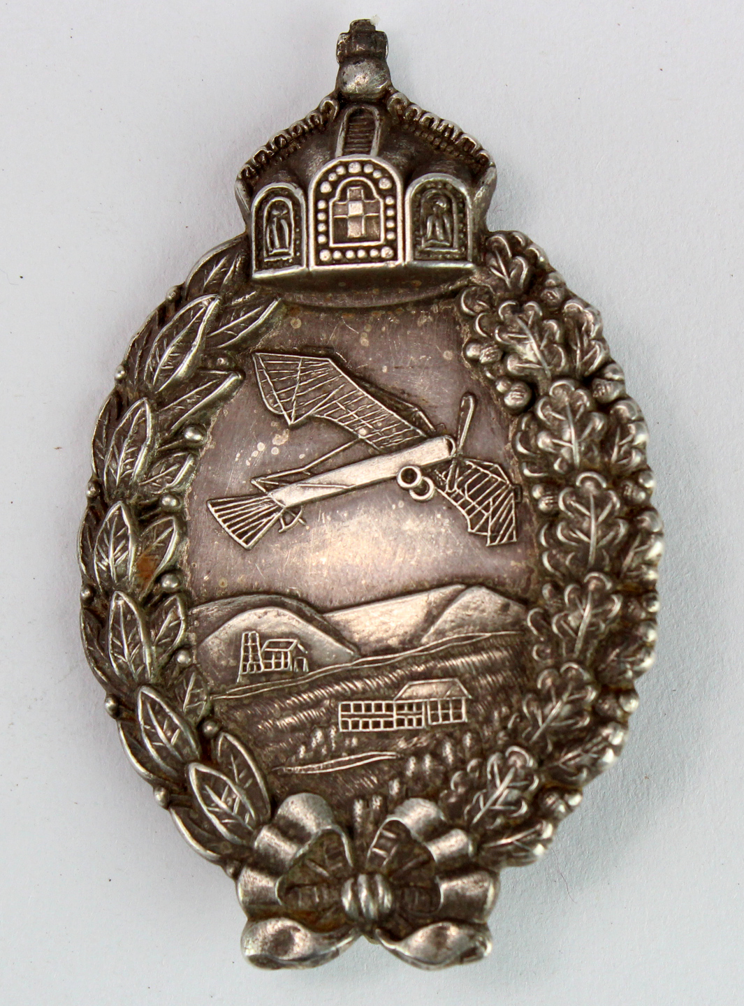 Imperial German Silver Pilots Badge. Hallmarked .800 with a crescent moon and crown.