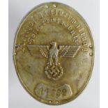 German WW2 metal identification plate no 11369.