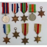 WW2 British medals, all originals, 1939-45 Star x2, Africa Star x2, Atlantic Star, Pacific Star,