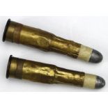 Pair of rare Zulu War period rolled brass inert unfired cartridges for the Martini Henry Rifle,