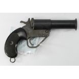 Signal Pistol, a WD marked, British steel No1 Mark 5. Hard plastic grips, barrel 6" with bell