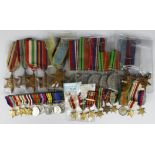 WW2 Medals full size and miniatures. Full Size include: War Medal x2, Defence Medal x3, 1939-45 Star