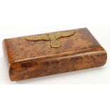 German Nazi Burr walnut cigarette box with 3rd Reich eagle insignia.