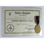 German kyffhaufer II. klaffe with award document to Wilhelm Steffen from ST Georgsberg dated 13-4-