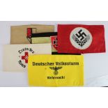German WW2 arm band collection of five various types.