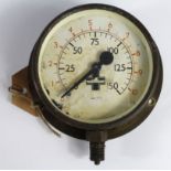 German WW2 U boat submarine pressure gauge stamped with a German cross and an outline of a submarine