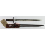 Japanese Arisaka type 38 Bayonet with issue scabbard and rare late war economy rubberised frog,