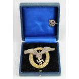 German Luftwaffe Combined Pilot / Observers badge in fitted case, Junker maker marked