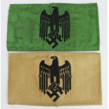 German WW2 recruitment officers arm bands, two different patterns.