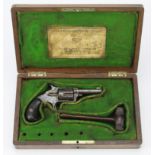 19th Century Wesson and Harrington five cylinder rim fire pocket revolver in fitted case, fitted