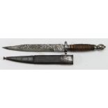 Spanish old Decorative dagger, blade marked Fabrica Toldeo, etched blade, complete with correct