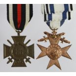 German WW1 Bayern Militare Verdienst Kreuz with crown 3rd class with German cross of honour.