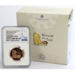 Fifty Pence 2020 "Winnie The Pooh" in a NGC Capsule. Graded PF70 Ultra Cameo. Along with its