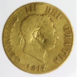 Half Sovereign 1817 nF, dent in centre.