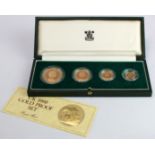 Four coin set 1980 (Five Pounds, Two Pounds, Sovereign & Half Sovereign) Proof FDC boxed as issued