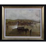 Aikman, George W. A.R.S.A (1831-1906). Oil on canvas. Title verso, Ravenglass Cumberland - depicting