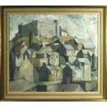 Jack Metson (RBSA). Oil on board, titled 'Turenne', depicting the French village of Turenne with a